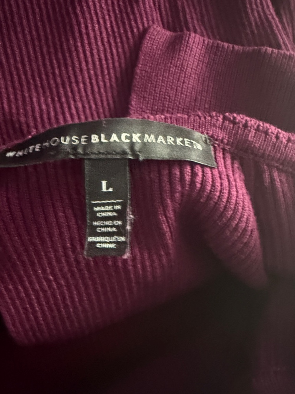 White House Black Market Plum Off-Shoulder Ribbed Long Sleeve sweater - Picture 2 of 4